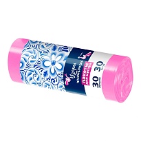 Мешки для мусора 30 л, розовые, в рулоне 30 шт., ПНД, 8 мкм, 560х480 мм, Узоры Чистоты, МУ3605 (ММЭ-30роз) в Славянске-на-Кубани
