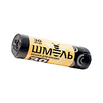 Мешки для мусора 30 л, черные, в рулоне 30 шт., ПНД, 7 мкм, 600х500 мм, ШМЕЛЬ, 4625 в Славянске-на-Кубани