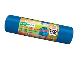 Мешки для мусора 120 л, синие, в рулоне 10 шт., ПНД, 14 мкм, 1100х700 мм, EXTRA, ex1201802 в Славянске-на-Кубани