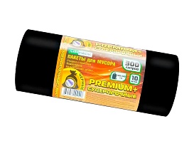Мешки для мусора 300 л, черные, в рулоне 10 шт., ПВД 70 мкм, 1400х1000 мм, PREMIUM+, 30010160 в Славянске-на-Кубани