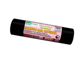 Мешки для мусора 180 л, ароматизированные, черные, в рулоне 10 шт., ПВД, 50 мкм, 1100х930 мм, EXTRA black, 18008301 в Славянске-на-Кубани