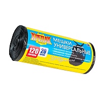 Мешки для мусора 120 л, черные, в рулоне 20 шт., ПНД, 15 мкм, 1100х700 мм, Крепак, 4607075710207 в Славянске-на-Кубани