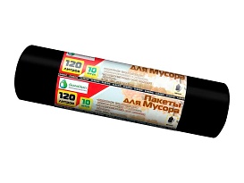 Мешки для мусора 120 л, черные, в рулоне 10 шт., ПНД, 12 мкм, 1100х700 мм, MIRPACK Classik, 1201011 в Славянске-на-Кубани