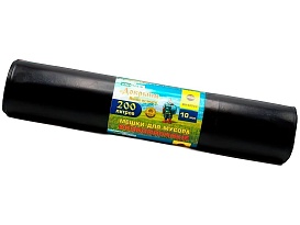 Мешки для мусора 200 л, ароматизированные, черные, в рулоне 10 шт., ПВД, 100 мкм, 1200х800 мм, Добрыня, Dob20010black в Славянске-на-Кубани