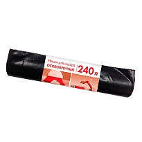 Мешки для мусора 240 л, черные, в рулоне 10 шт., ПВД 100 мкм, 1350х900 мм, Концепция Быта, 603887 в Славянске-на-Кубани