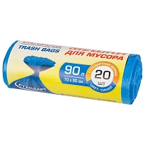 Мешки для мусора 90 л, синие, в рулоне 20 шт., ПНД, 14 мкм, 900х700 мм, LAIMA ULTRA, 607693 в Славянске-на-Кубани