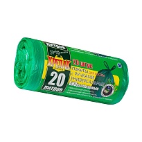 Мешки для мусора 20 л, биоразлагаемые, с ручками, черные, в рулоне 30 шт., ПНД, 10 мкм, 550х440 мм, Крепак, 4607075710047 в Славянске-на-Кубани