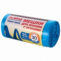 Мешки для мусора 35 л, с ручками, синие, в рулоне 30 шт., ПНД, 9 мкм, 540х500 мм, LAIMA ULTRA, 607683 в Славянске-на-Кубани