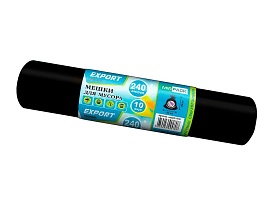 Мешки для мусора 240 л, черные, в рулоне 10 шт., ПВД 80 мкм, 1300х930 мм, EXPORT, exp 24010167 в Славянске-на-Кубани