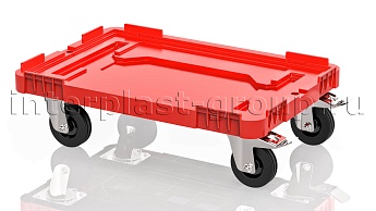 Тележка пластиковая сплошная 2 колеса с тормозом красная в Славянске-на-Кубани Тележка пластиковая сплошная 2 колеса с тормозом красная в Славянске-на-Кубани