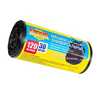 Мешки для мусора 120 л, черные, в рулоне 30 шт., ПНД, 15 мкм, 1100х700 мм, Крепак, 4607075710122 в Славянске-на-Кубани