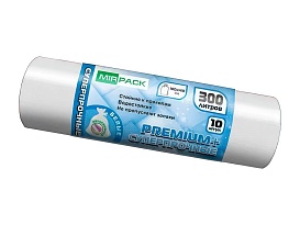 Мешки для мусора 300 л, белые, в рулоне 10 шт., ПВД 70 мкм, 1400х1000 мм, PREMIUM+, 300101602 в Славянске-на-Кубани