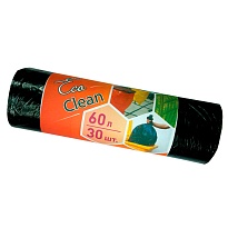 Мешки для мусора 60 л, черные, в рулоне 30 шт., ПНД, 6 мкм, 640х580 мм, Концепция Быта EcoClean, 603890 в Славянске-на-Кубани