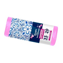 Мешки для мусора 35 л, с ушками, розовые, в рулоне 20 шт., ПНД, 12 мкм, 655х500 мм, Узоры Чистоты, МУ3469 (МСУ-35роз) в Славянске-на-Кубани