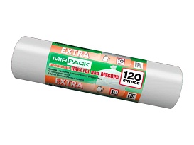 Мешки для мусора 120 л, белые, в рулоне 10 шт., ПНД, 14 мкм, 1100х700 мм, EXTRA, ex1201803 в Славянске-на-Кубани