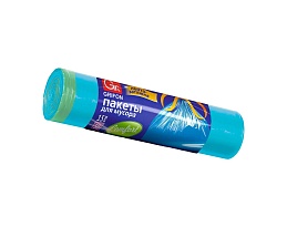 Мешки для мусора 50 л, с завязками, голубые, в рулоне 15 шт., ПНД, 14 мкм, 700х600 мм, GRIFON, 101-063 в Славянске-на-Кубани