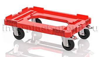 Тележка пластиковая с отверстием 2 колеса с тормозом усиленная красная в Славянске-на-Кубани