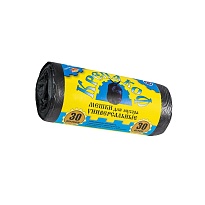 Мешки для мусора 30 л, с ушками, черные, в рулоне 30 шт., ПНД, 8 мкм, 580х460 мм, Крепакоф, 4607075710238 в Славянске-на-Кубани