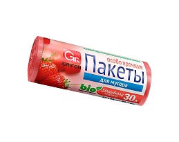 Мешки для мусора 30 л, ароматизированные, Клубника, красные, в рулоне 20 шт., ПНД, 9 мкм, 560х530 мм, GRIFON Aroma, 101-020 K в Славянске-на-Кубани