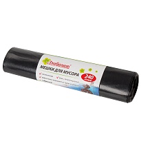 Мешки для мусора 240 л, черные, в рулоне 5 шт., ПВД 30 мкм, 1300х900 мм, Любаша, 605338 в Славянске-на-Кубани