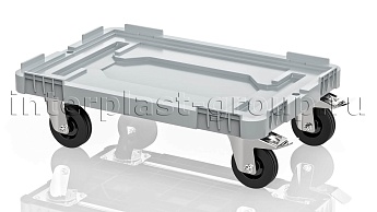 Тележка пластиковая сплошная 2 колеса с тормозом усиленная серая в Славянске-на-Кубани