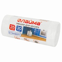 Мешки для мусора 35 л, белые, в рулоне 30 шт., ПНД, 6 мкм, 550х480 мм, LAIMA, 605538 в Славянске-на-Кубани