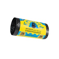 Мешки для мусора 20 л, с ушками, черные, в рулоне 30 шт., ПНД, 10 мкм, 550х440 мм, Крепакоф, 4607075710221 в Славянске-на-Кубани